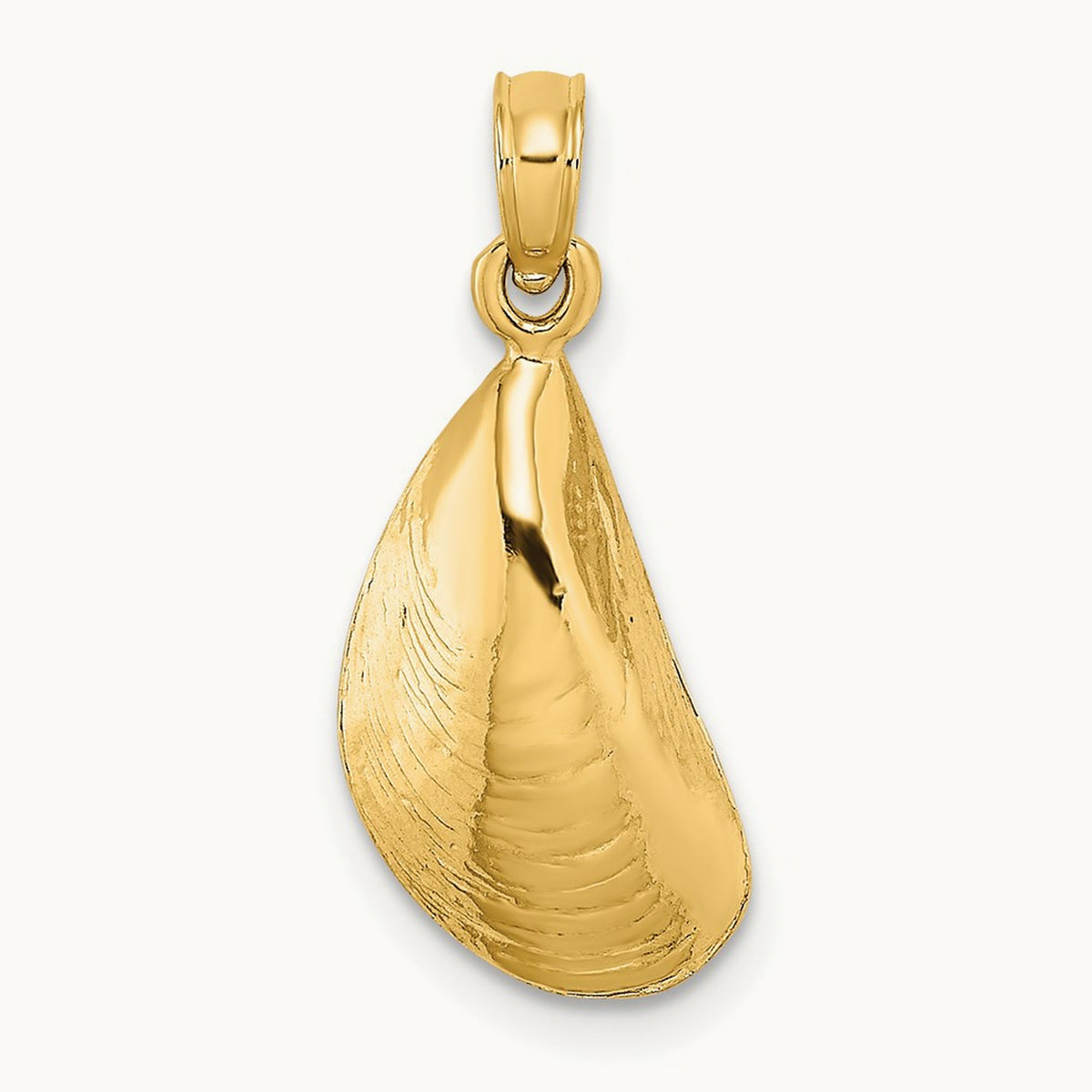 Polished Mussel Shell Charm, 14K