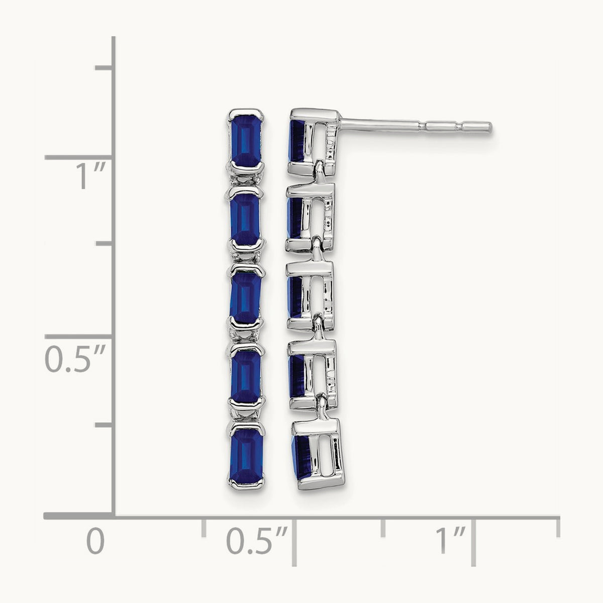 Sapphire 5-stone Dangle Earrings, 14K White Gold