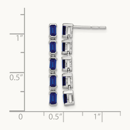 Sapphire 5-stone Dangle Earrings, 14K White Gold