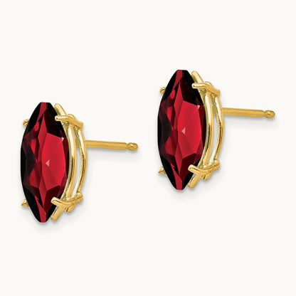 Garnet Marquise Stud Earring, 14K