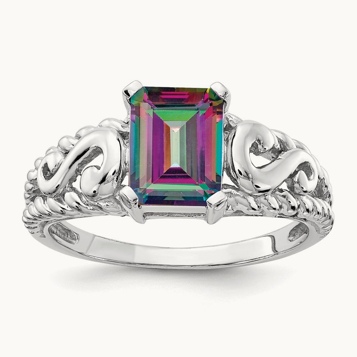Mystic Topaz Ring, 14K White Gold