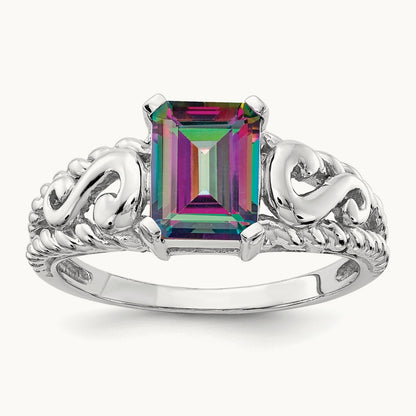 Mystic Topaz Ring, 14K White Gold