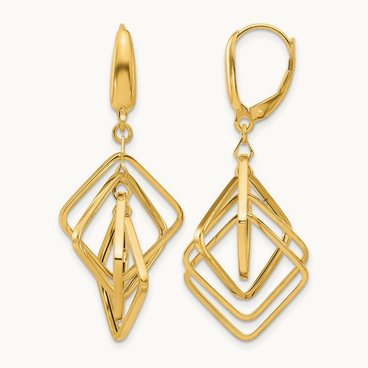 Polished Squares Dangle Earrings, 14K — Leslie's