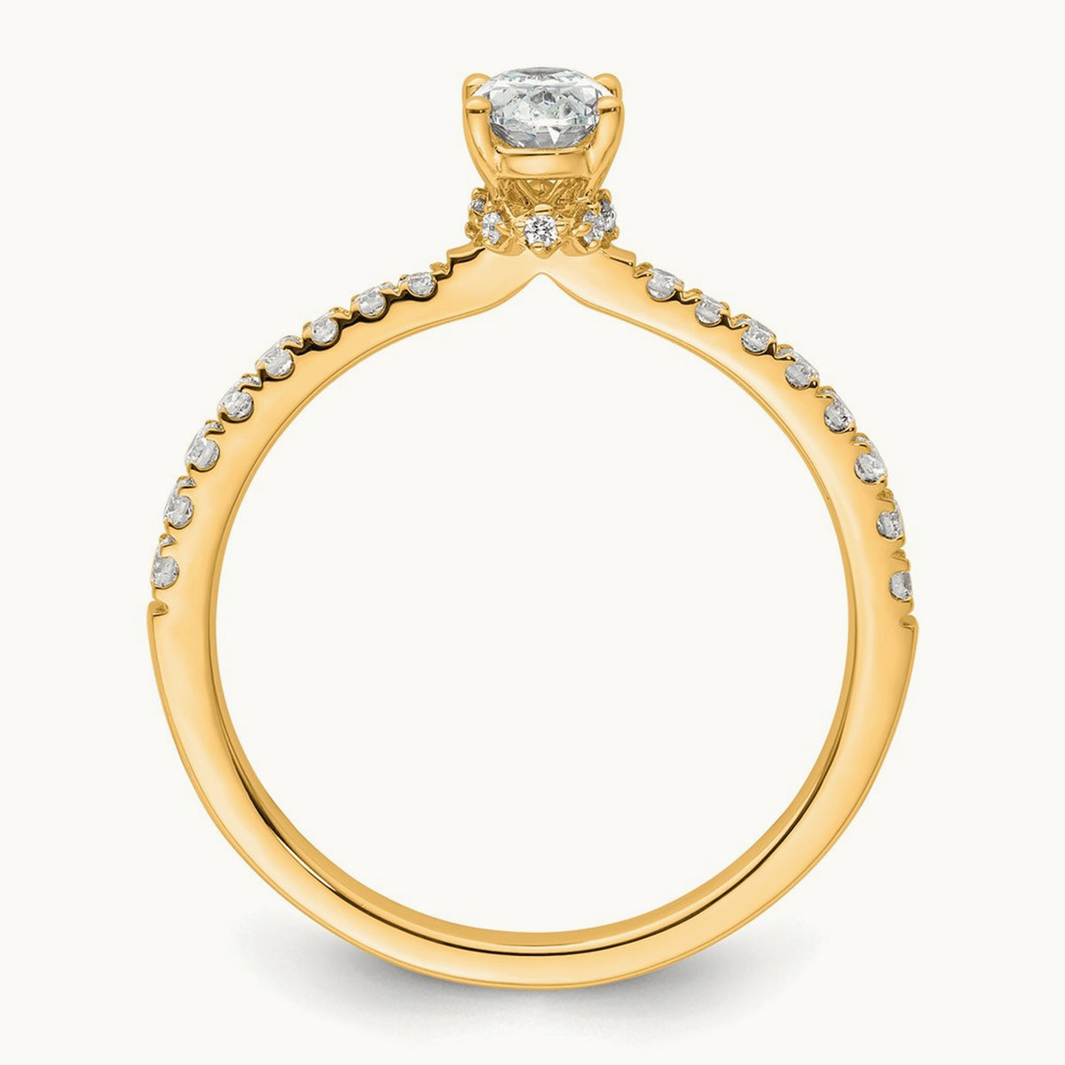 Oval Semi-Mount Solitaire Engagement Ring, 0.25-0.50 ct tw Lab-Grown Diamond — 1/4 ct, VS/SI (Great), 14K Yellow Gold