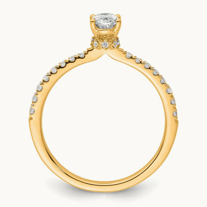 Oval Semi-Mount Solitaire Engagement Ring, 0.25-0.50 ct tw Lab-Grown Diamond — 1/4 ct, VS/SI (Great), 14K Yellow Gold