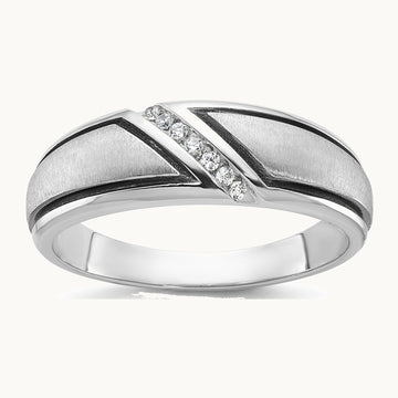IBGoodman 14K White Gold with Black Rhodium Men's Polished and Satin 1/15 Carat AA Quality Diamond Ring