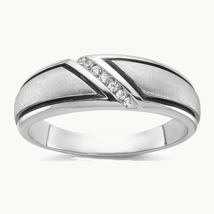 IBGoodman 14K White Gold with Black Rhodium Men's Polished and Satin 1/15 Carat AA Quality Diamond Ring