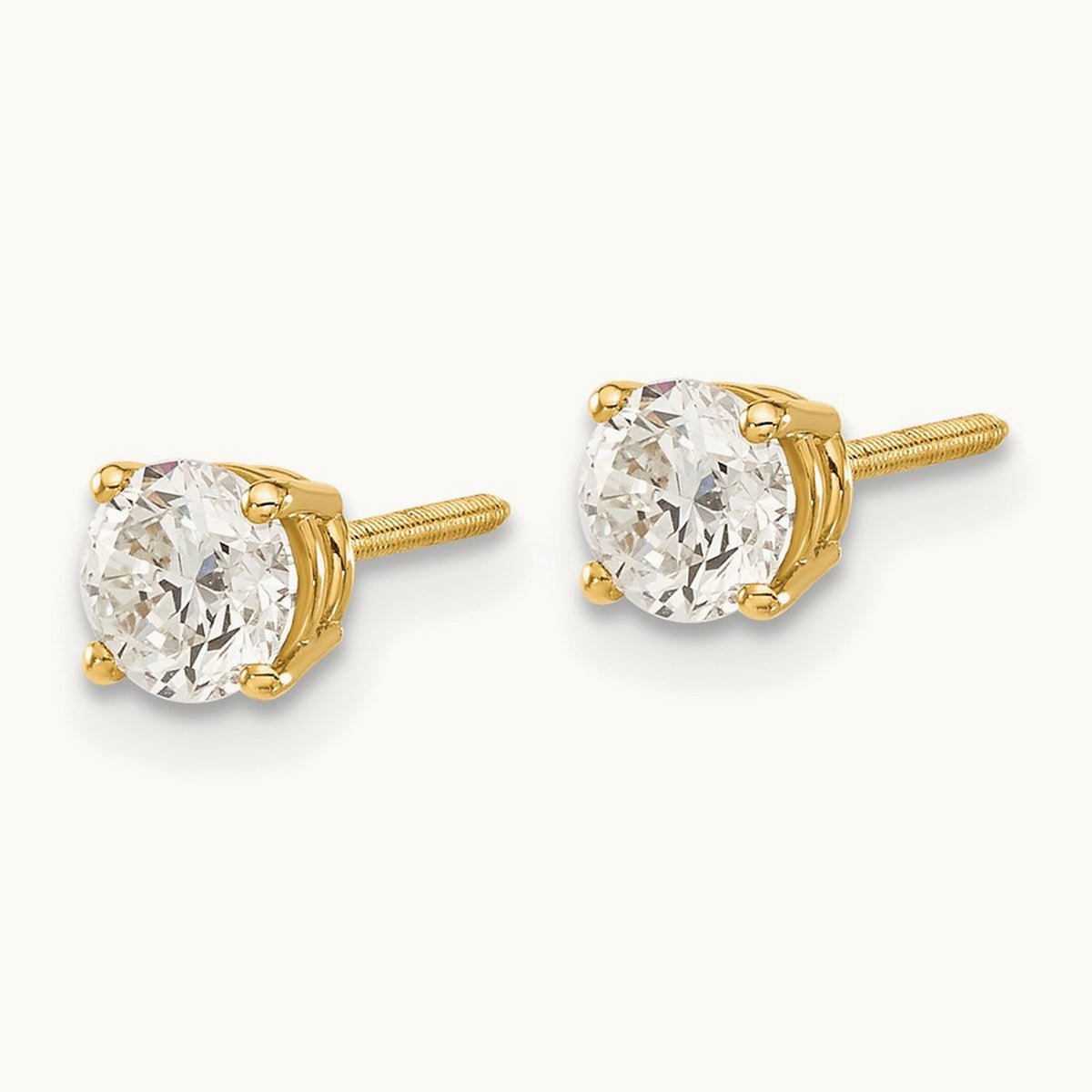 Round Diamond Stud Earrings — 14K Yellow Gold, 0.82 ct tw