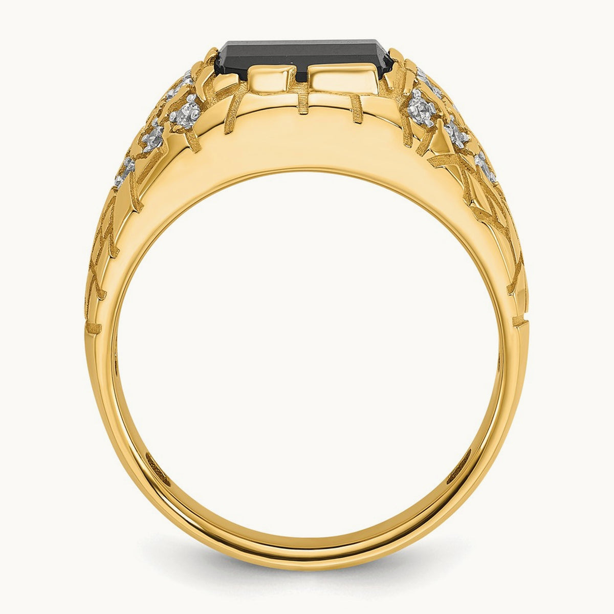 Onyx Nugget Men's Ring, 0.25 ct tw Lab-Grown Diamond