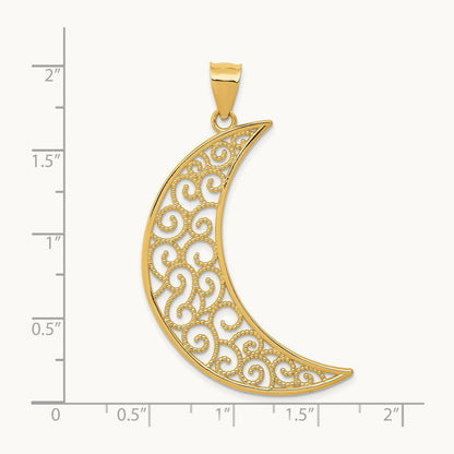 Filigree Moon Pendant, 14K