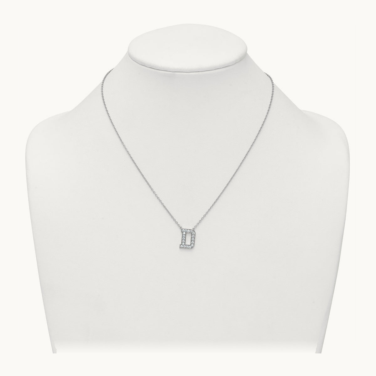 Initial Necklace — 14K White Gold, D, 1/2 ct
