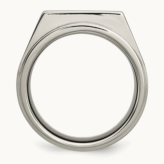 Titanium Satin and Polished Signet Band, 0.05 ct tw