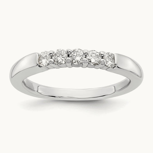 5-Stone Diamond Band, 14K White Gold