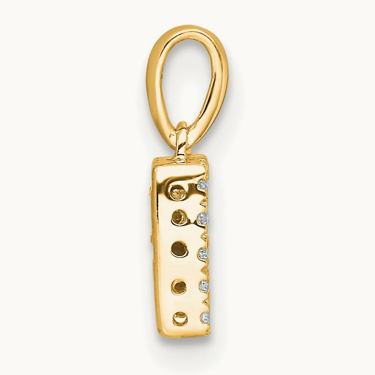 Diamond Initial with Bail Pendant — 14K Yellow Gold, R