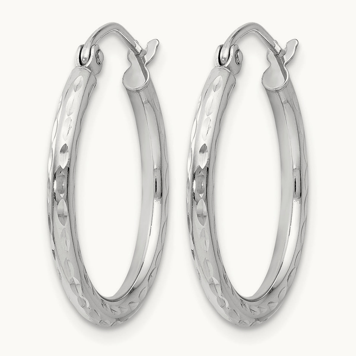 Round Hoop Earrings, 14K White Gold — Leslie's