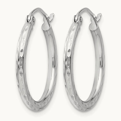 Round Hoop Earrings, 14K White Gold — Leslie's