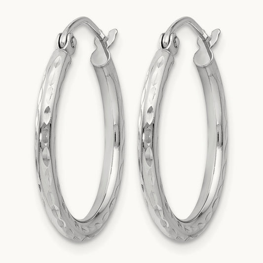 Round Hoop Earrings, 14K White Gold — Leslie's