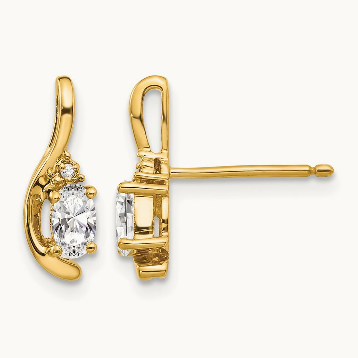 Topaz and Diamond Post Earrings — 14K Yellow Gold
