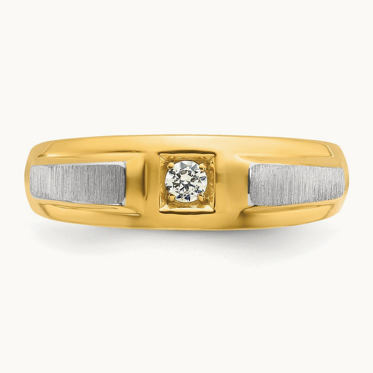 IBGoodman Men's Polished and Satin Diamond Complete Ring, 14K Two-tone