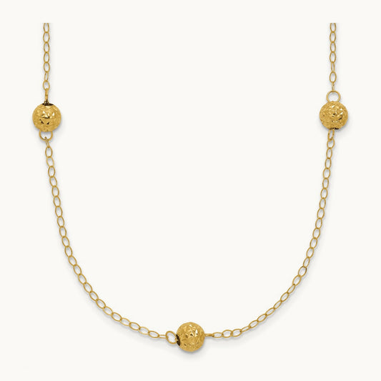 Bead Necklace, 14K
