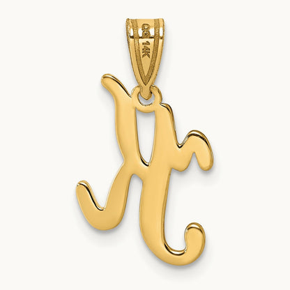 Script Letter K Initial Pendant, 14K Yellow Gold