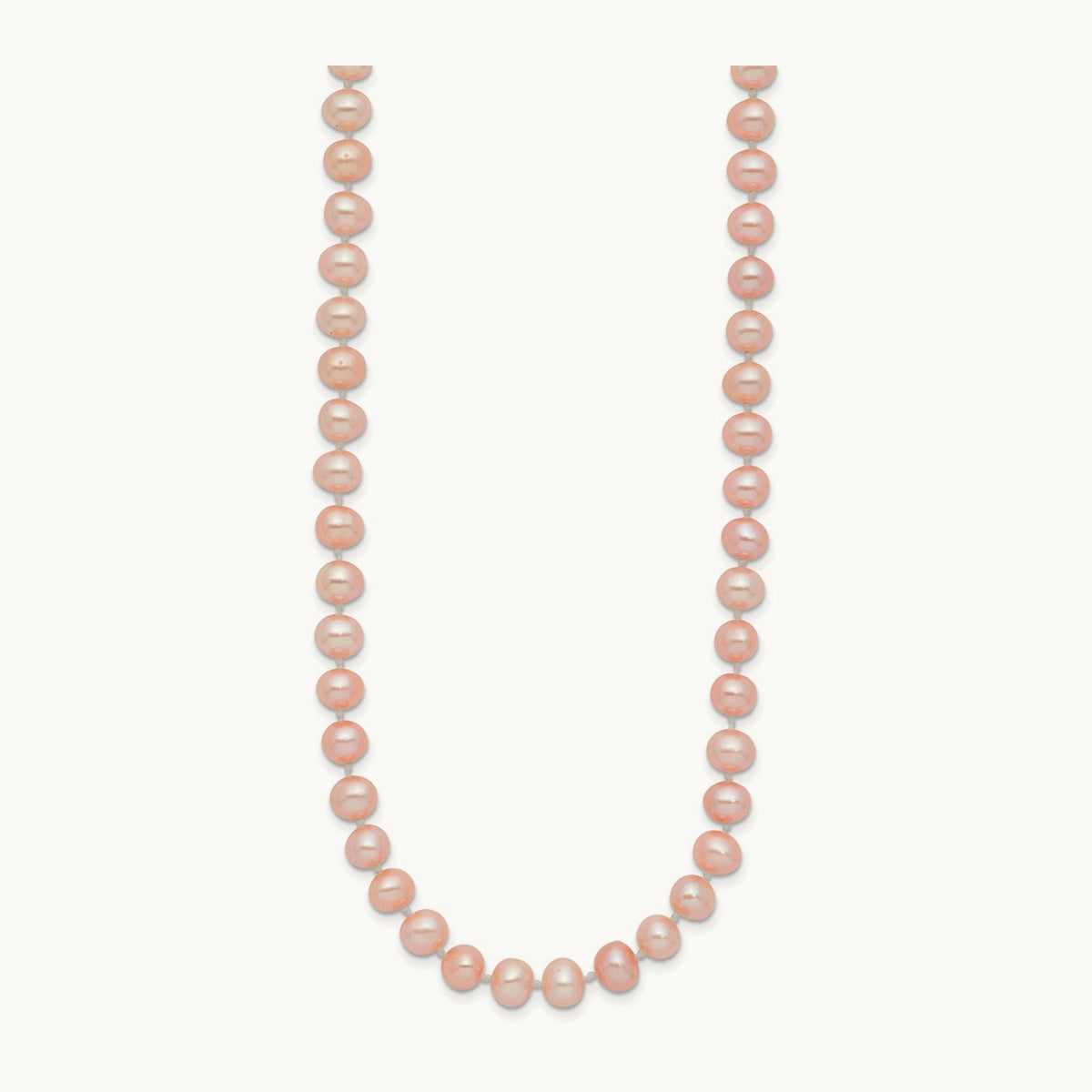 5- Pink Near Round Freshwater Cultured Pearl Necklace, 14K
