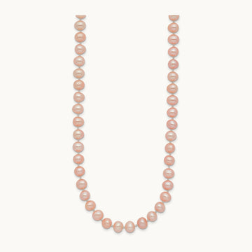 5- Pink Near Round Freshwater Cultured Pearl Necklace, 14K