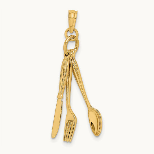 3-D Moveable Knife — 14K Yellow Gold