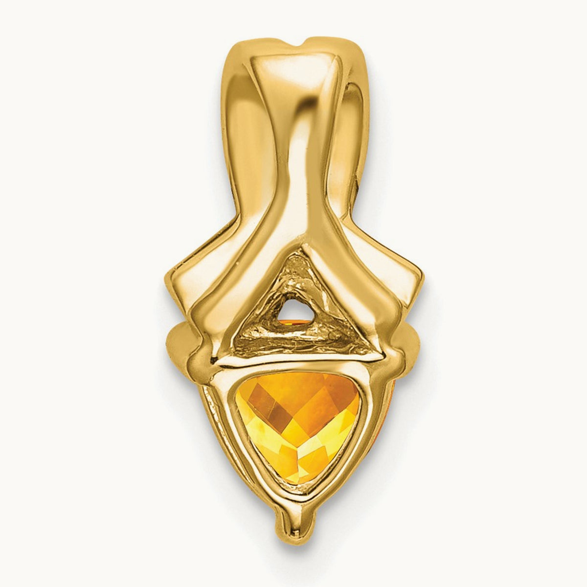 Trillion Citrine and Diamond Pendant — 14K Yellow Gold