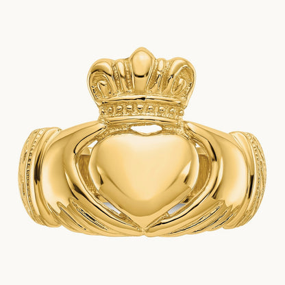 Polished Domed Claddagh Ring, 14K