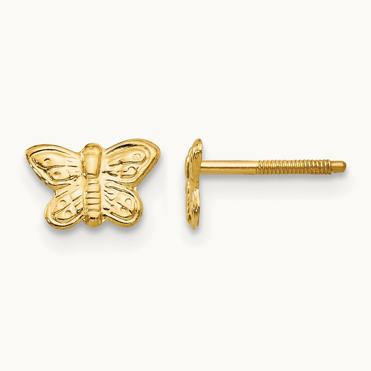 Madi K Polished Butterfly Screwback Earrings, 14K