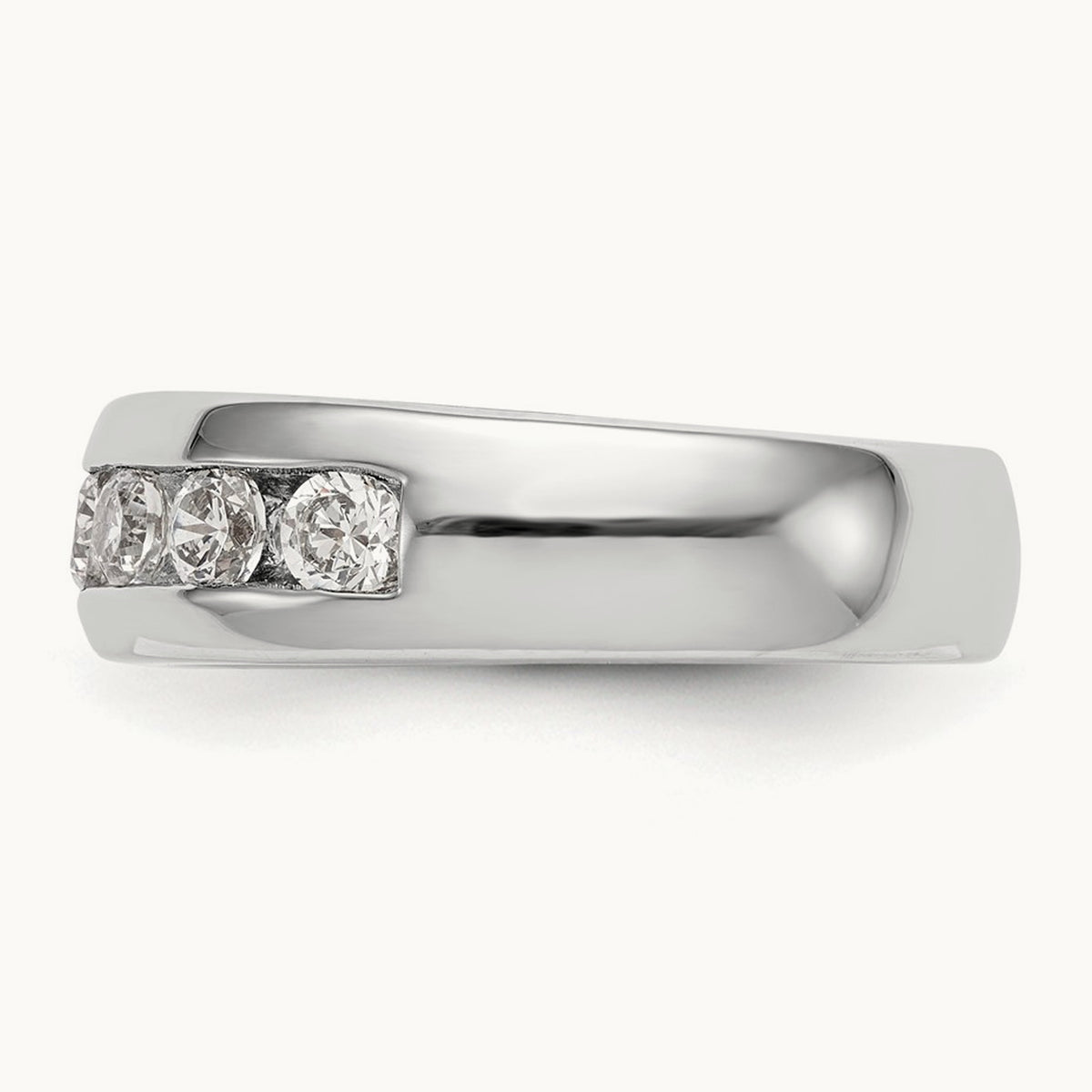 7-Stone Diamond Channel Band, 14K White Gold