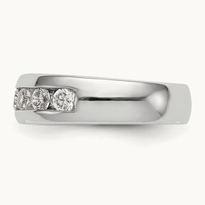 7-Stone Diamond Channel Band, 14K White Gold