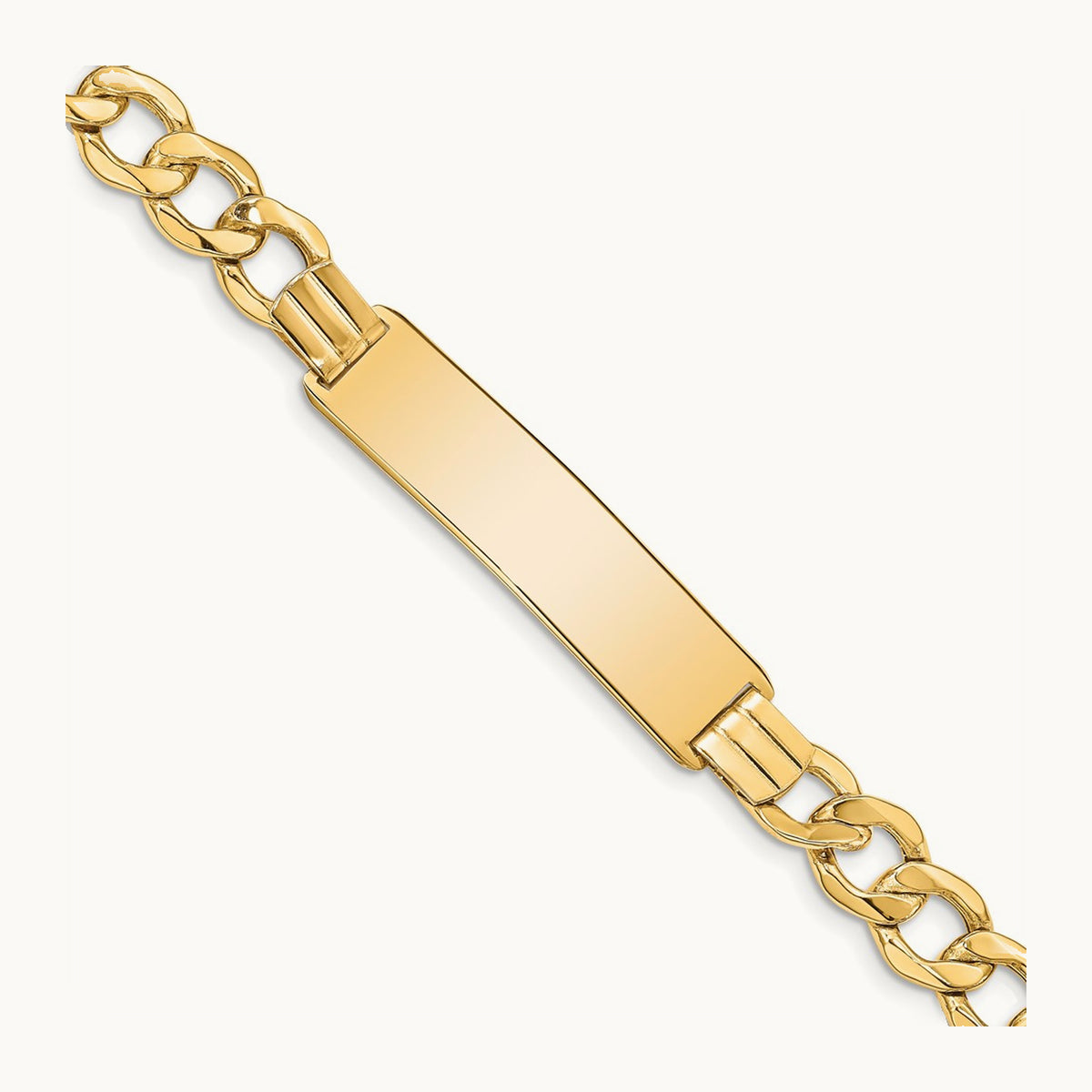 Semi-Solid Curb Link ID Bracelet — 9mm