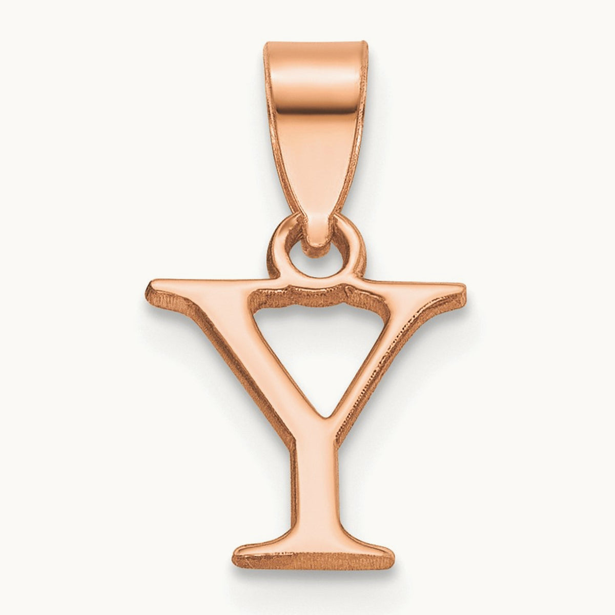 Polished Block Initial Pendant — 14K Rose Gold, Y