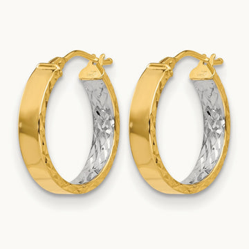 Polished and Diamond-cut Hoop Earrings — 20mm
