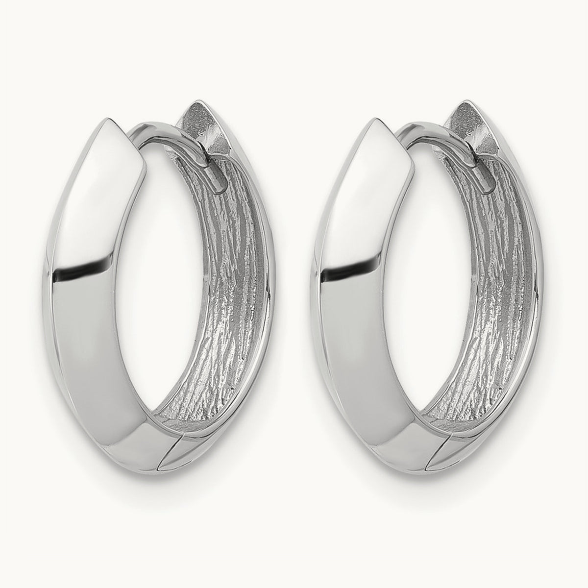 Polished Hinged Huggie Earrings — 10K White Gold