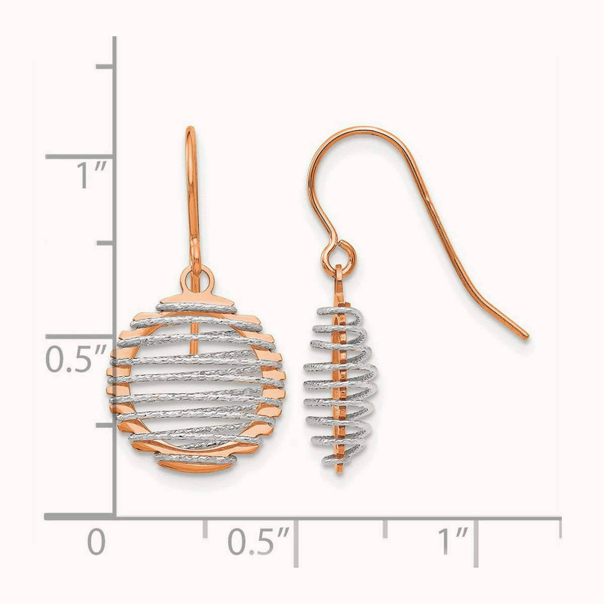 White/Rose Polished Wire Wrapped Dangle Earrings, 14K Two-tone — Leslie's