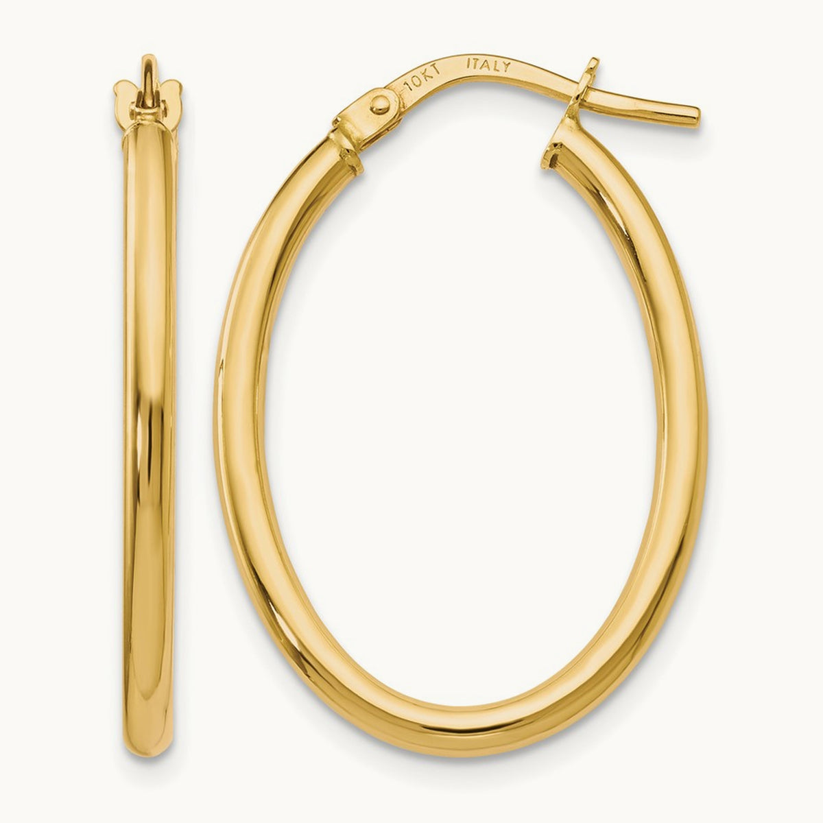 Polished Oval Hinged Hoop Earrings — Leslie's — 10K Yellow Gold, 17mm