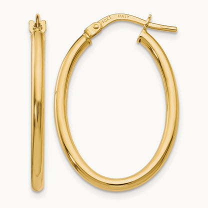 Polished Oval Hinged Hoop Earrings — Leslie's — 10K Yellow Gold, 17mm