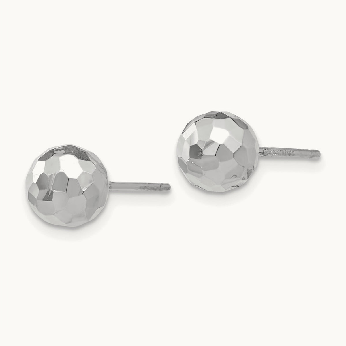 Polished Diamond Cut Ball Post Earrings — 7mm