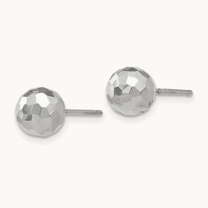 Polished Diamond Cut Ball Post Earrings — 7mm