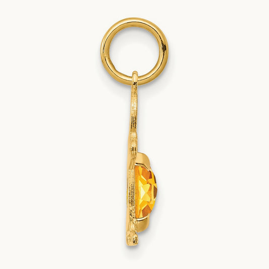 Boy 6x4 Oval Genuine Citrine-November — 14K Yellow Gold