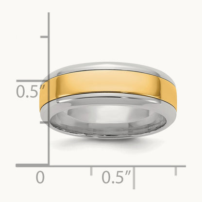W/Y Beveled Edge Wedding Band, 7mm, 14K Two-tone