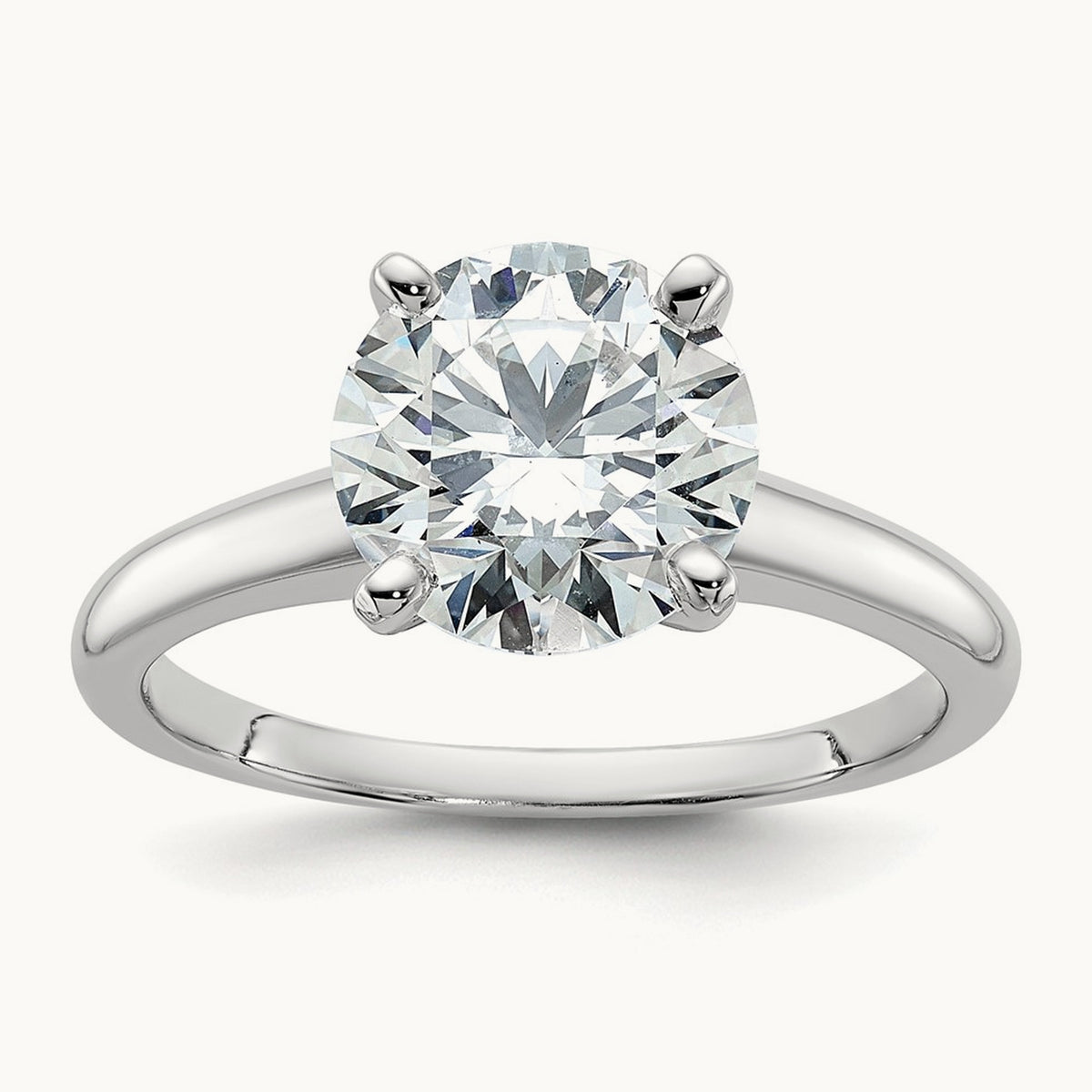 Round Solitaire Engagement Ring, 0.25-5.00 ct tw Lab-Grown Diamond — 2 1/2 ct, 14K White Gold