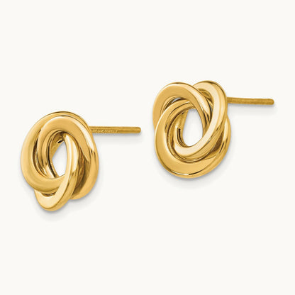 Polished Intertwined Circles Post Earrings — 14K Yellow Gold