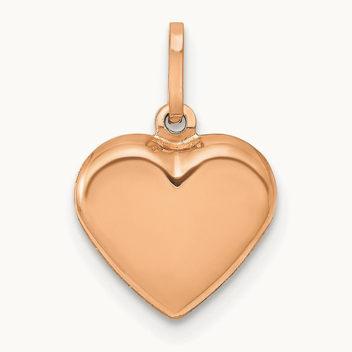 Polished 3-D Heart Pendant — 14K Rose Gold