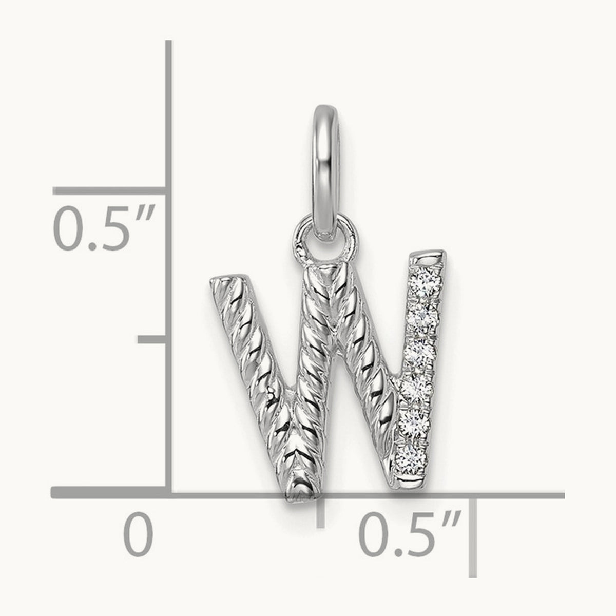 Twisted Diamond Charm — 14K White Gold, W