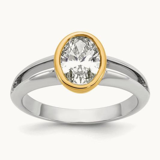 1ct Lab Grown Diamond VS/SI+ G+ Comp Ladies Wedding Band, 14K Two-tone