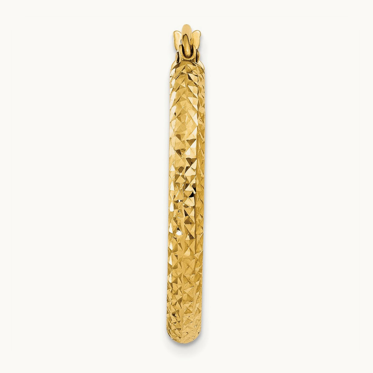 Single Diamond-cut Hollow Hoop Earring — 2.5x25mm